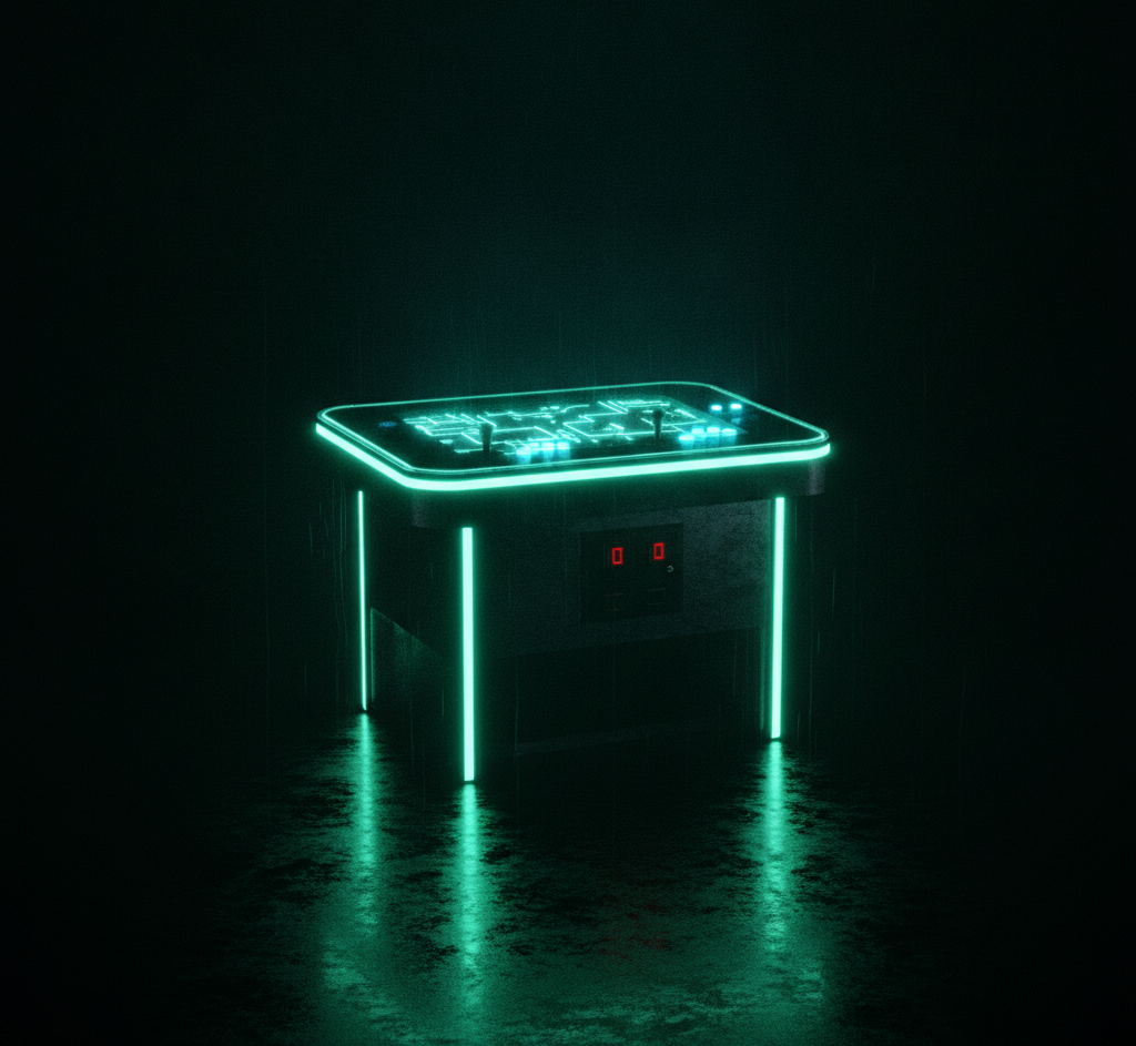 Sit-down cocktail table arcade cabinet