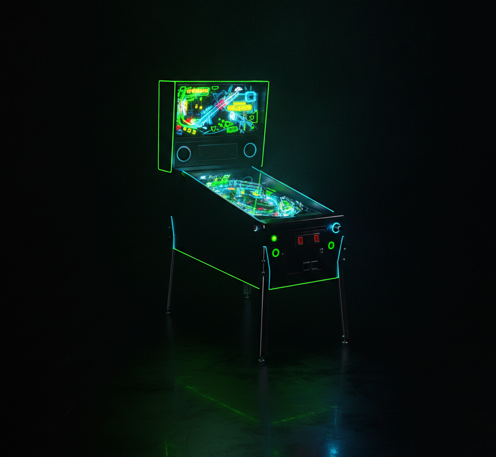 Full-size neon pinball machine