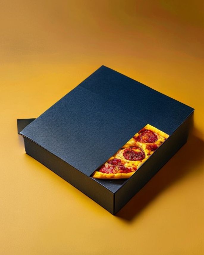 Square pizza box in steel blue