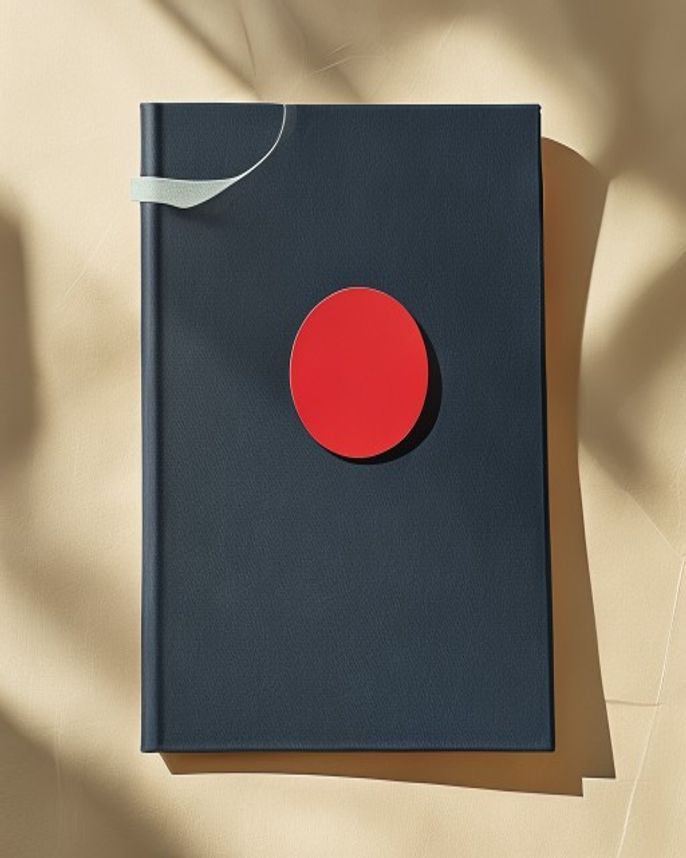 Indigo portfolio folder with vermilion seal