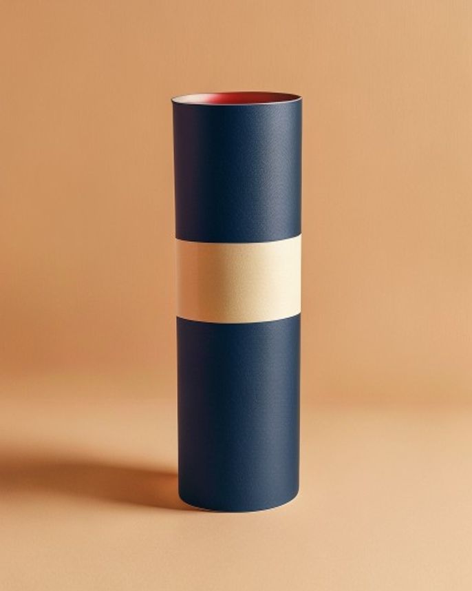 Indigo poster mailer tube with cream band